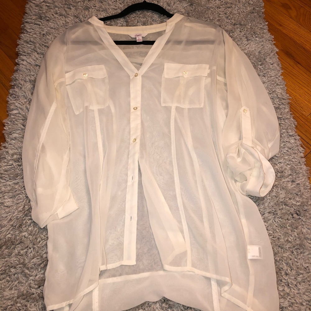 sheer cream Candies button down size large